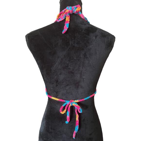 Creaciones Cayana Handmade Crochet Bikini Halter Top Size S Blue - Picture 7 of 7